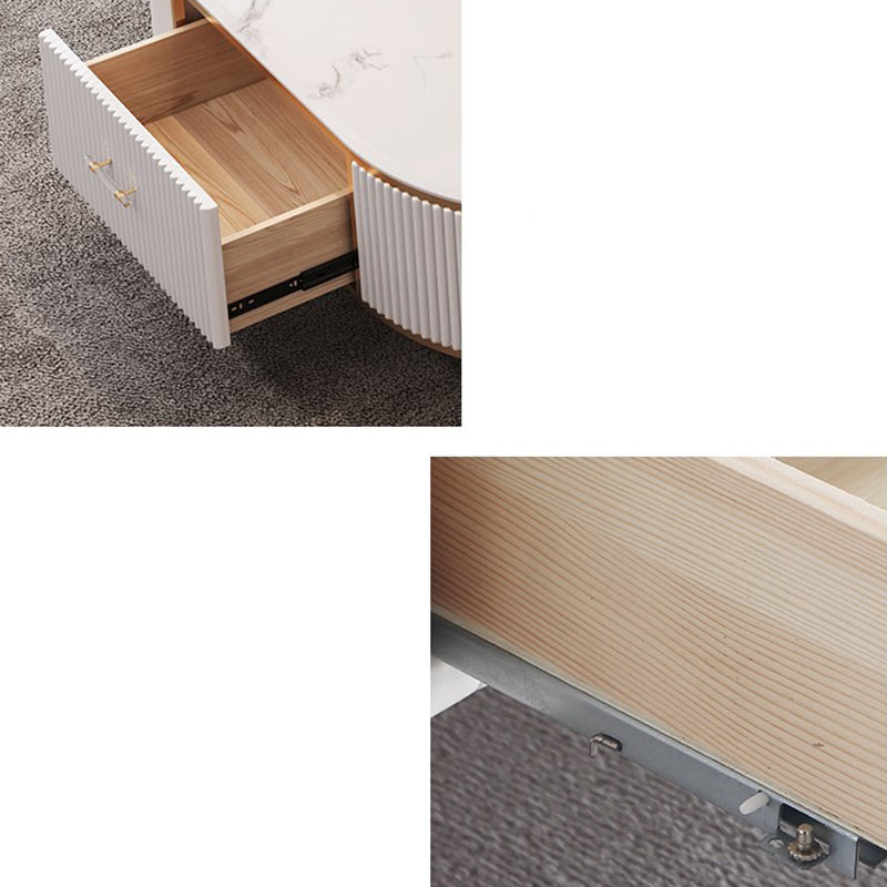Console porta TV in pietra Console multimediale TV con contenitori aperti con cassetti