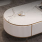 Console porta TV in pietra Console multimediale TV con contenitori aperti con cassetti