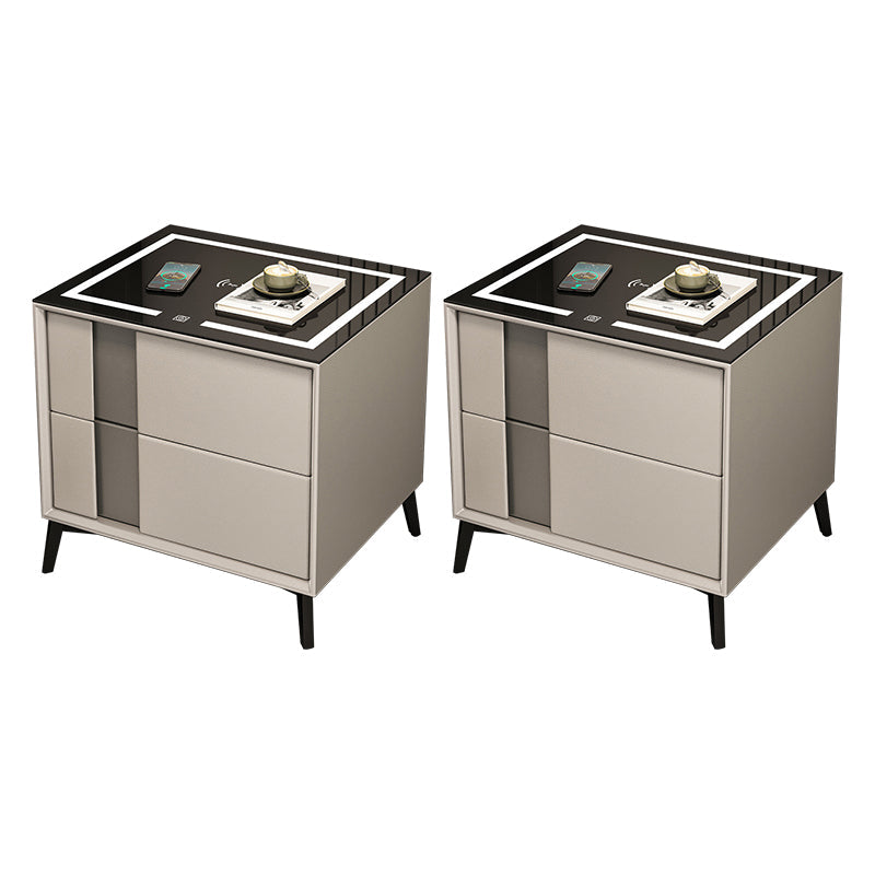 Glas und Holz Nachttisch moderner minimalistischer Nachttisch mit Schubladen