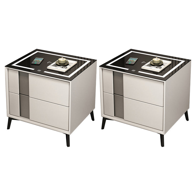 Glas und Holz Nachttisch moderner minimalistischer Nachttisch mit Schubladen