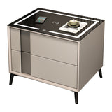 Glas und Holz Nachttisch moderner minimalistischer Nachttisch mit Schubladen