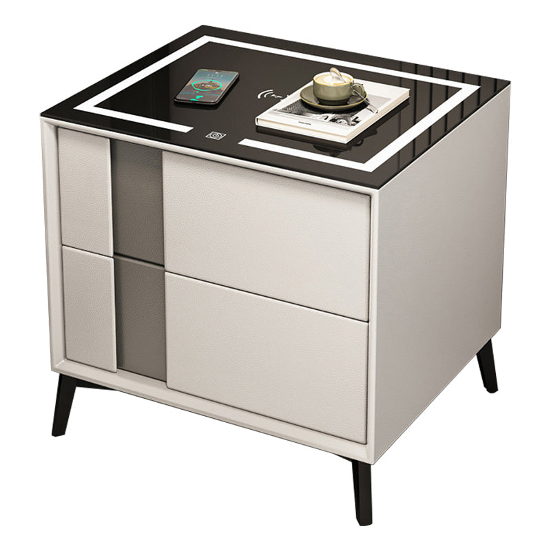 Glas und Holz Nachttisch moderner minimalistischer Nachttisch mit Schubladen