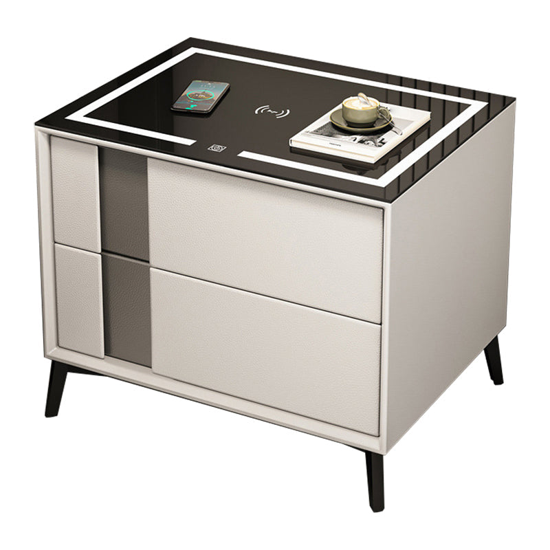 Glas und Holz Nachttisch moderner minimalistischer Nachttisch mit Schubladen