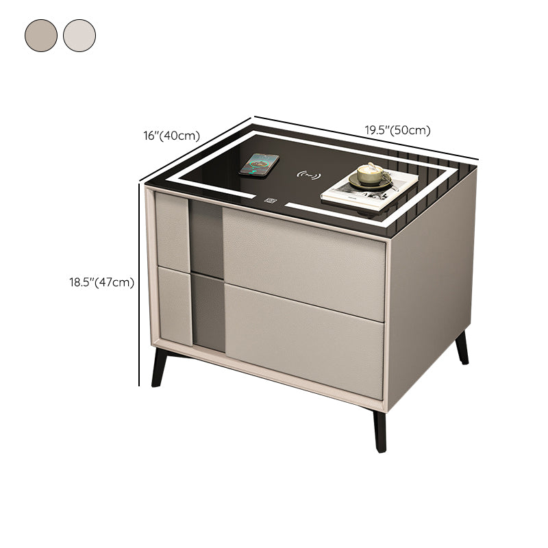 Glas und Holz Nachttisch moderner minimalistischer Nachttisch mit Schubladen