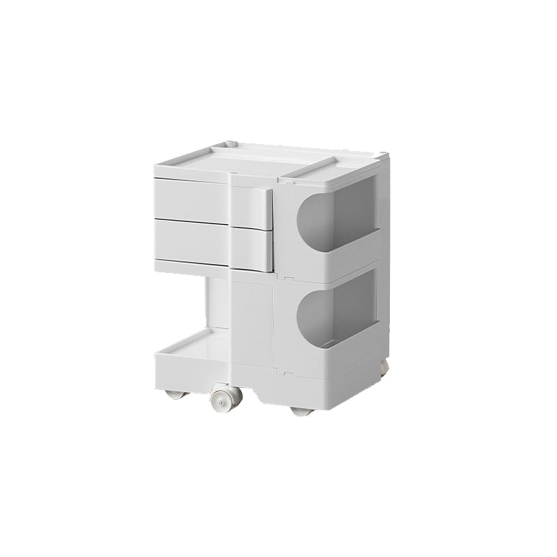 Moderner Plastik -Nachttisch Open Storage Night Ständer mit Rädern