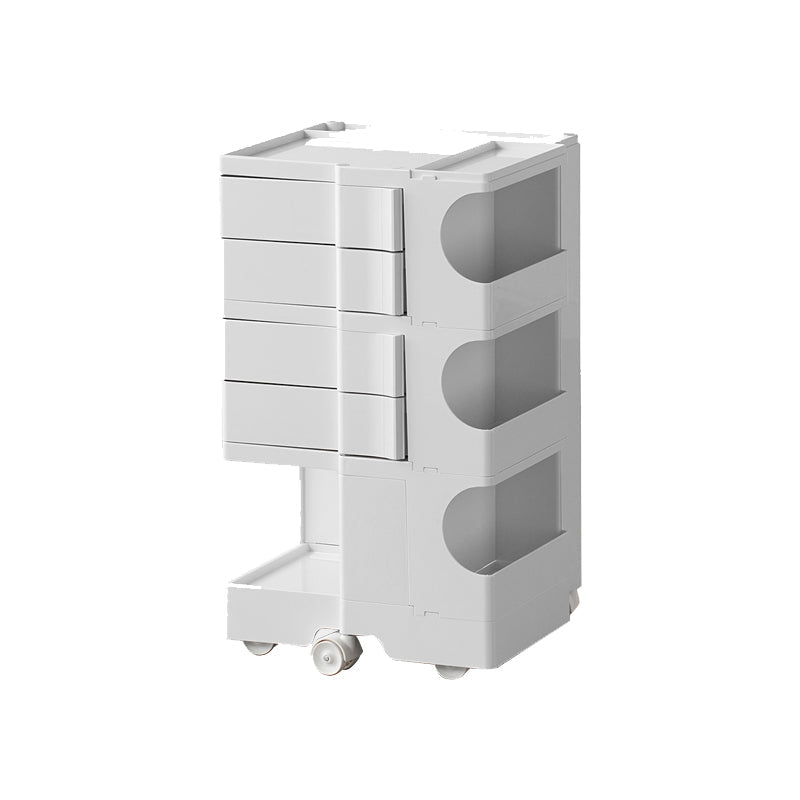 Moderner Plastik -Nachttisch Open Storage Night Ständer mit Rädern