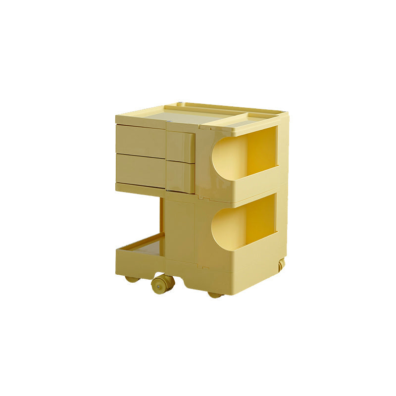 Moderner Plastik -Nachttisch Open Storage Night Ständer mit Rädern