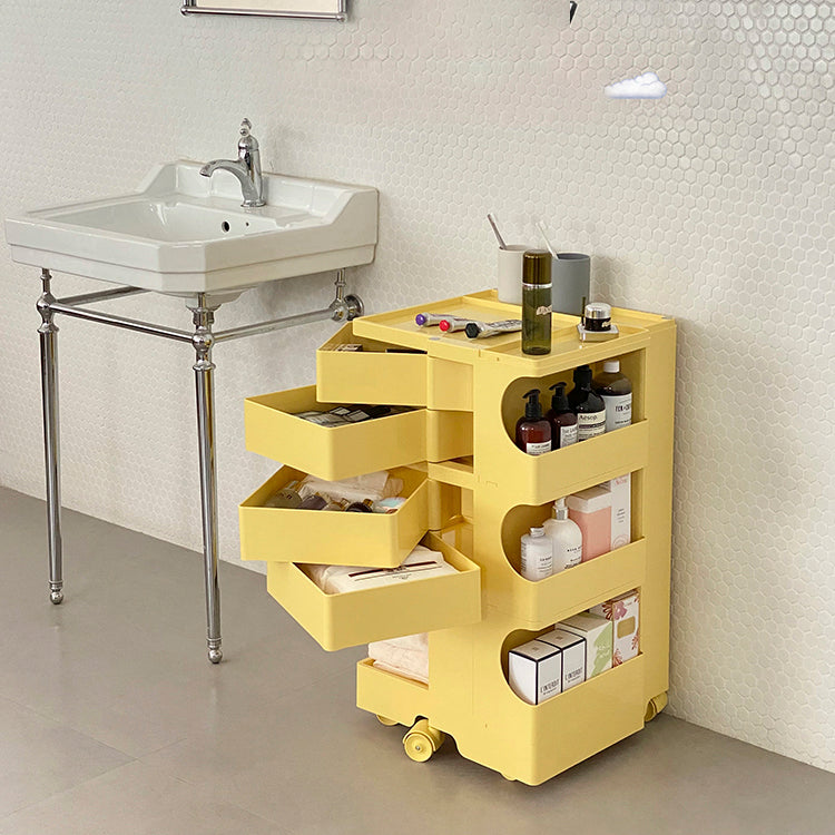 Moderner Plastik -Nachttisch Open Storage Night Ständer mit Rädern