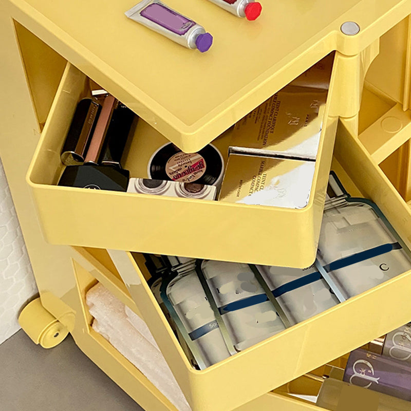 Moderner Plastik -Nachttisch Open Storage Night Ständer mit Rädern