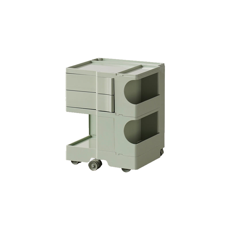 Moderner Plastik -Nachttisch Open Storage Night Ständer mit Rädern