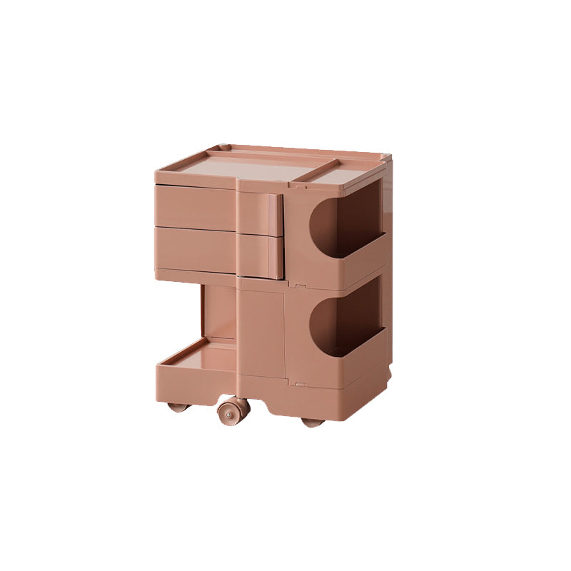 Moderner Plastik -Nachttisch Open Storage Night Ständer mit Rädern