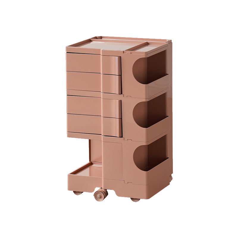 Moderner Plastik -Nachttisch Open Storage Night Ständer mit Rädern