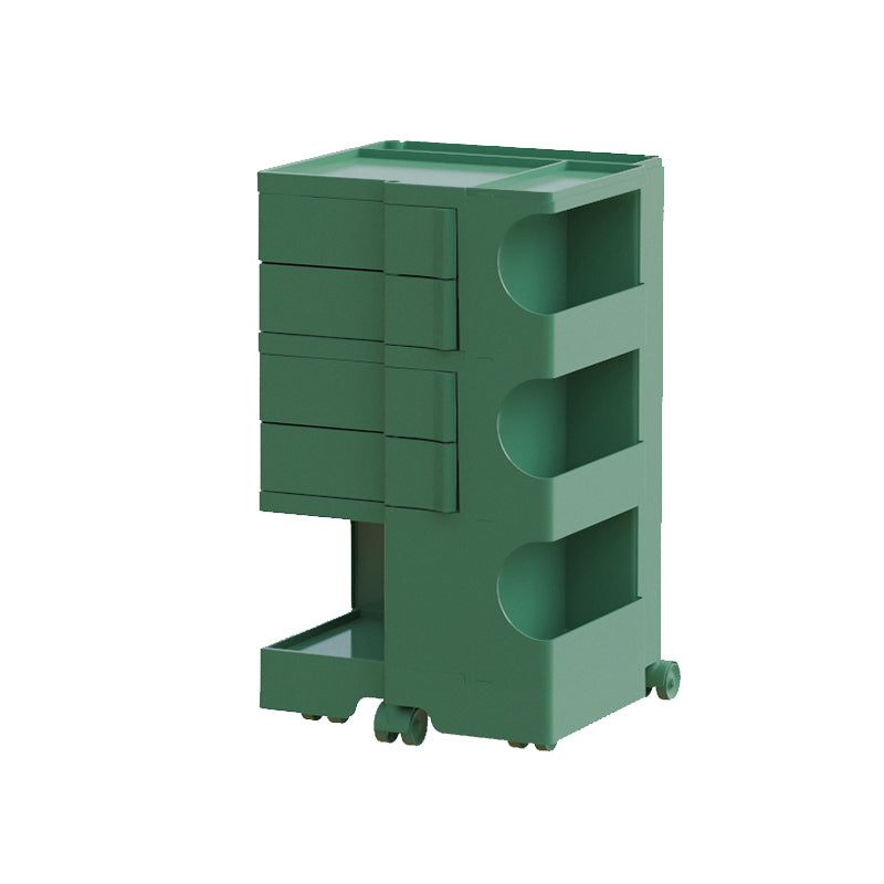 Moderner Plastik -Nachttisch Open Storage Night Ständer mit Rädern