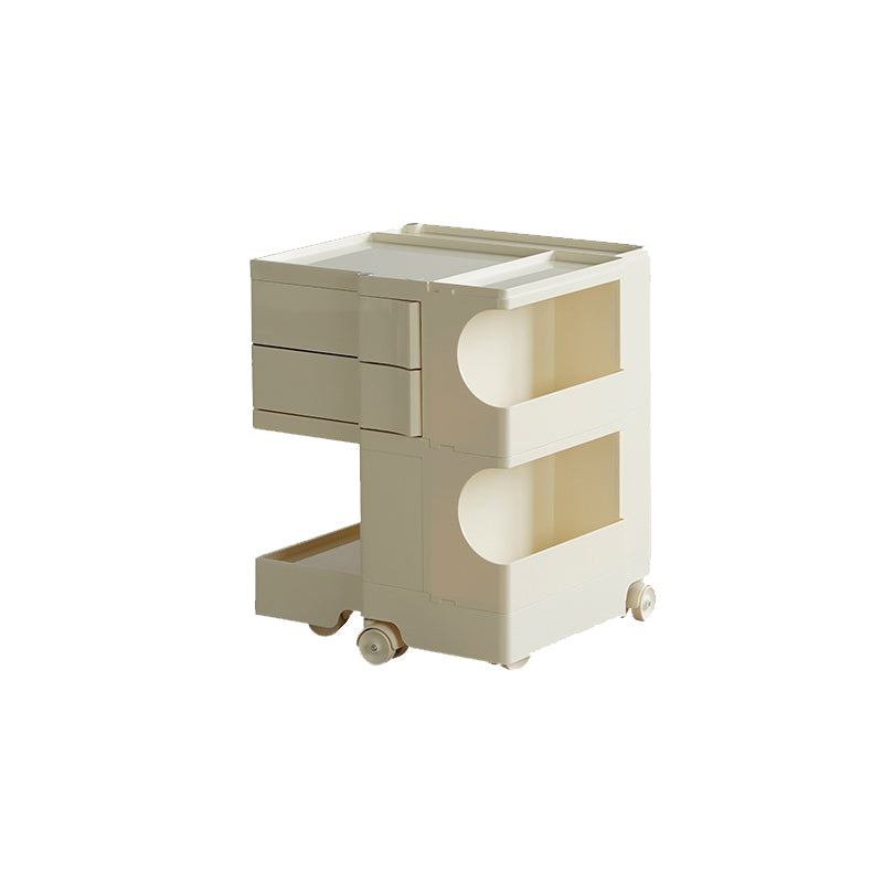 Moderner Plastik -Nachttisch Open Storage Night Ständer mit Rädern