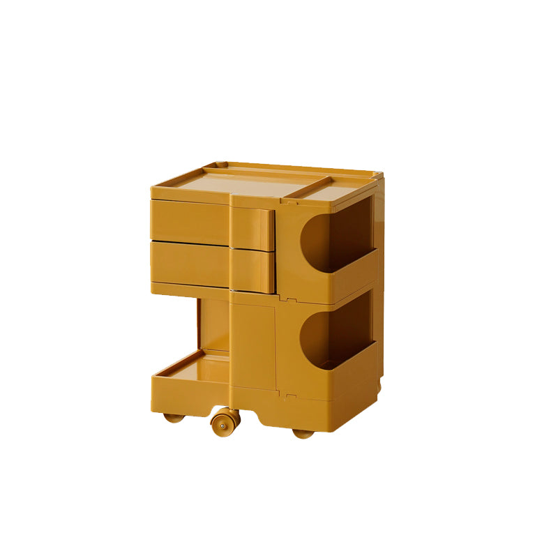 Moderner Plastik -Nachttisch Open Storage Night Ständer mit Rädern