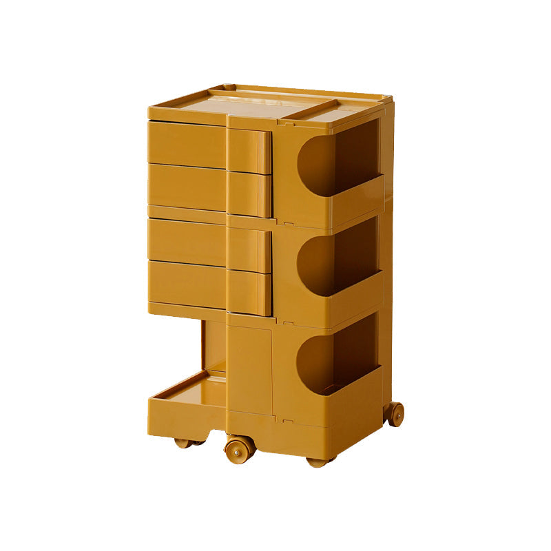 Moderner Plastik -Nachttisch Open Storage Night Ständer mit Rädern