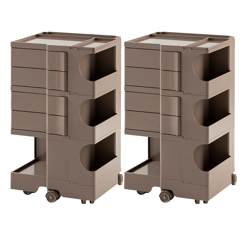 Moderner Plastik -Nachttisch Open Storage Night Ständer mit Rädern