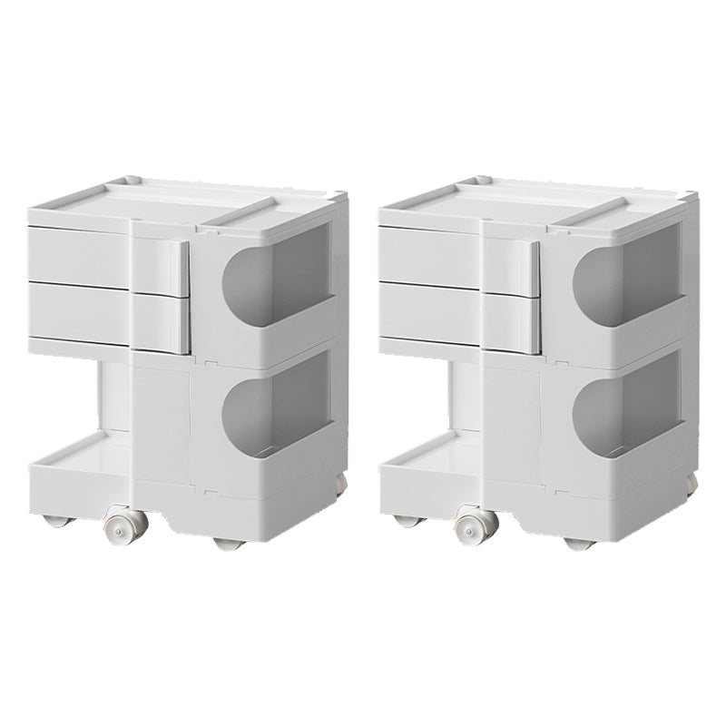 Moderner Plastik -Nachttisch Open Storage Night Ständer mit Rädern