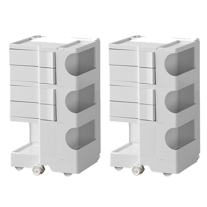 Moderner Plastik -Nachttisch Open Storage Night Ständer mit Rädern