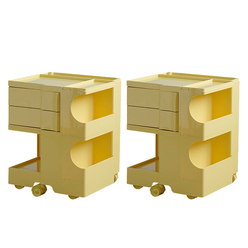Moderner Plastik -Nachttisch Open Storage Night Ständer mit Rädern