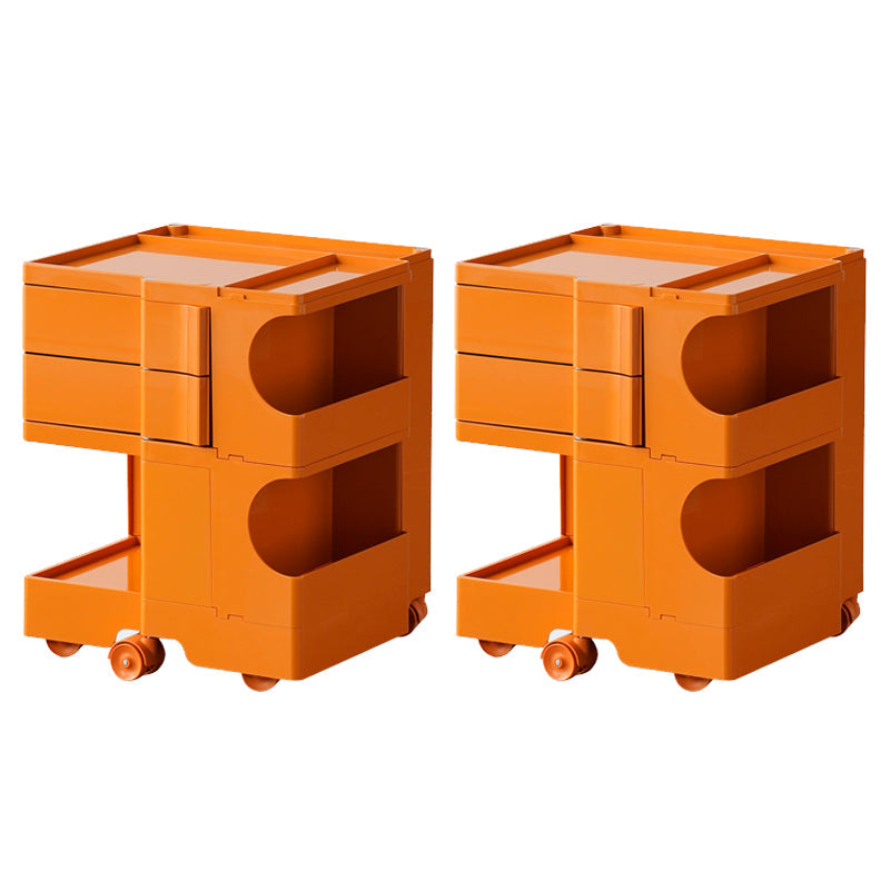 Moderner Plastik -Nachttisch Open Storage Night Ständer mit Rädern