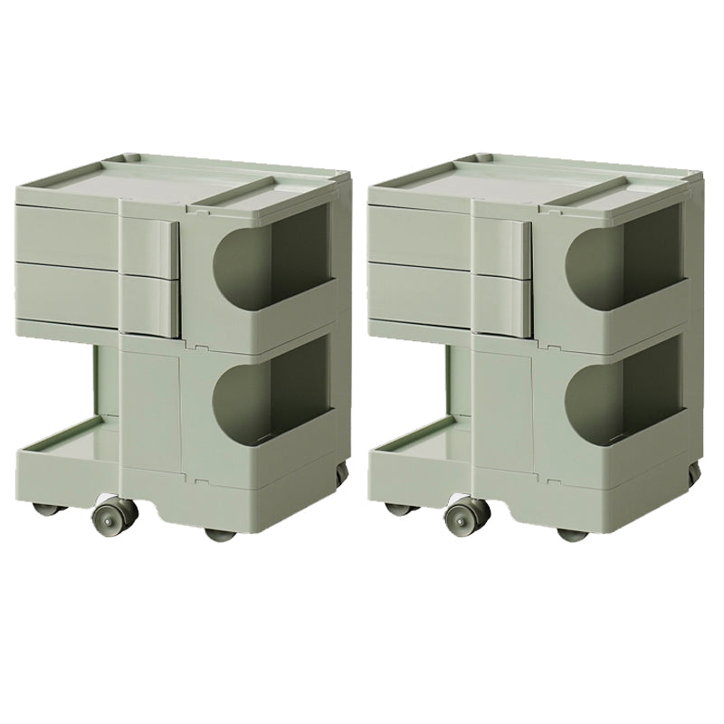 Moderner Plastik -Nachttisch Open Storage Night Ständer mit Rädern