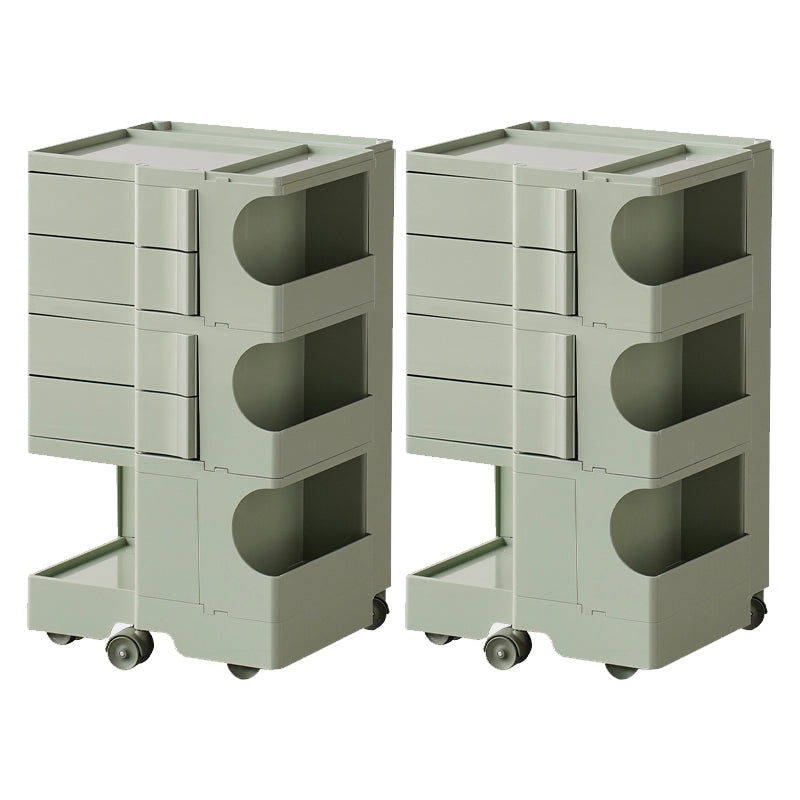 Moderner Plastik -Nachttisch Open Storage Night Ständer mit Rädern