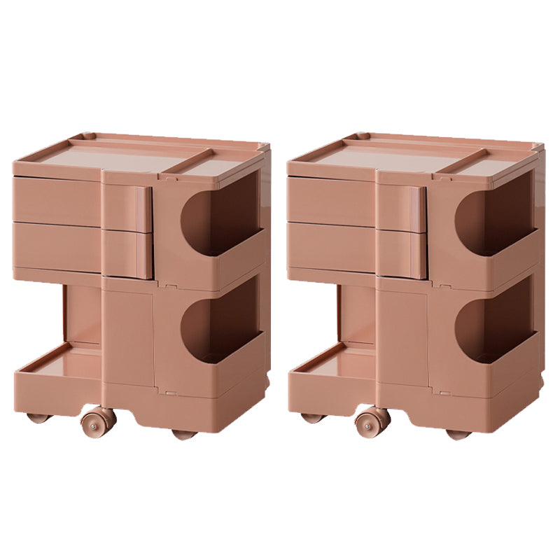 Moderner Plastik -Nachttisch Open Storage Night Ständer mit Rädern