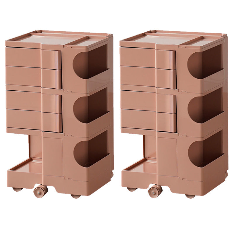 Moderner Plastik -Nachttisch Open Storage Night Ständer mit Rädern