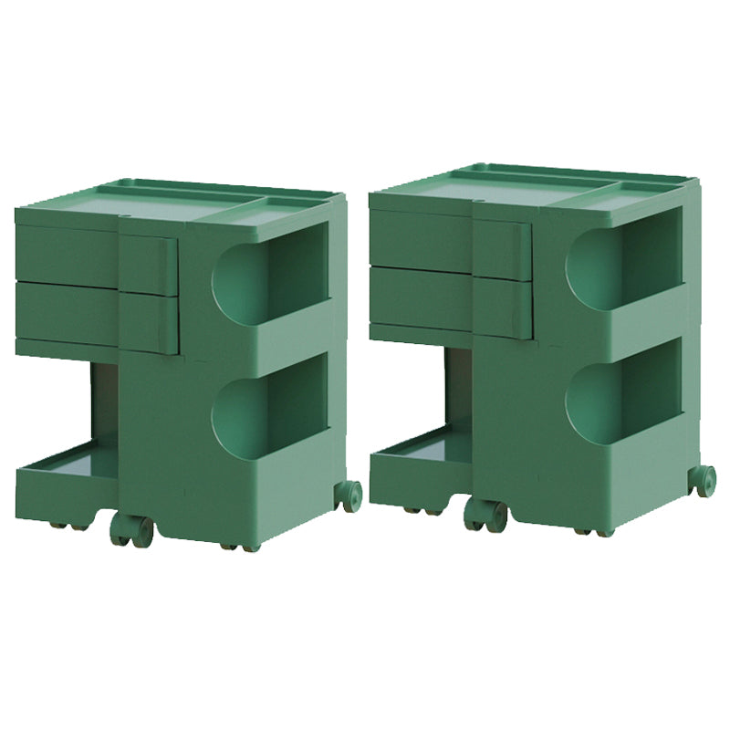 Moderner Plastik -Nachttisch Open Storage Night Ständer mit Rädern
