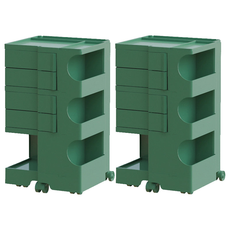 Moderner Plastik -Nachttisch Open Storage Night Ständer mit Rädern