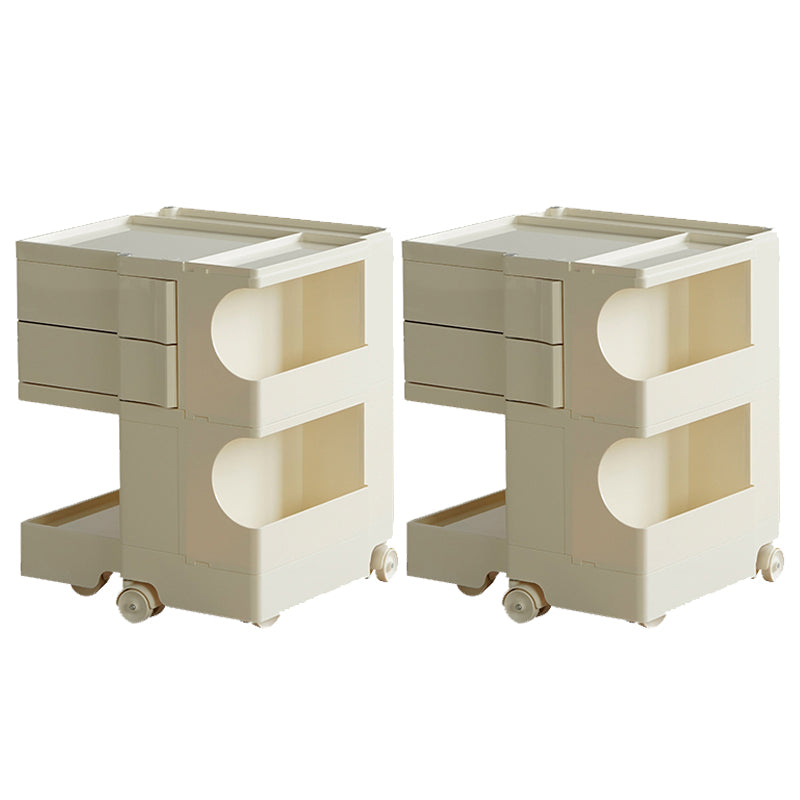 Moderner Plastik -Nachttisch Open Storage Night Ständer mit Rädern