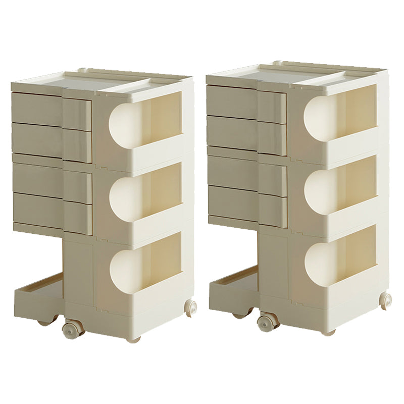 Moderner Plastik -Nachttisch Open Storage Night Ständer mit Rädern