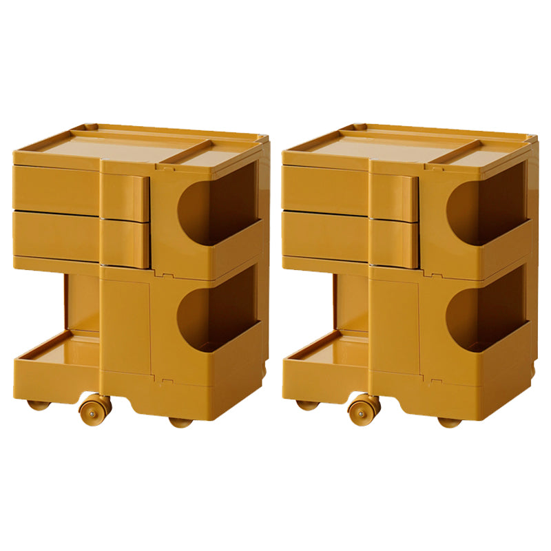 Moderner Plastik -Nachttisch Open Storage Night Ständer mit Rädern