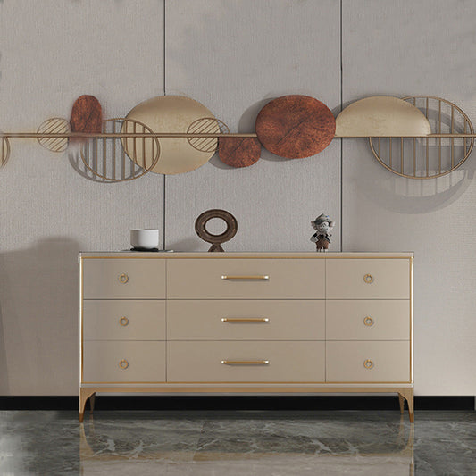 Classic Glam Horizontal Double Dresser Wood Storage Chest Dresser for Bedroom