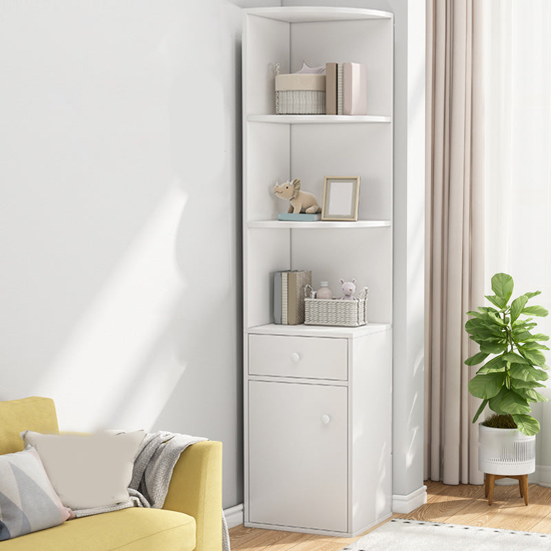 Contemporary Accent Cabinet with Drawers and 1 Wooden Door and Shelves 11.8"L x 11.8"W x 59.1"H White 1 Clearhalo 'Cabinets & Chests' 'cabinets_chests' 'furn' 'furn_cabinets_chests' 'Furniture' 'Living Room Furniture' 6753070