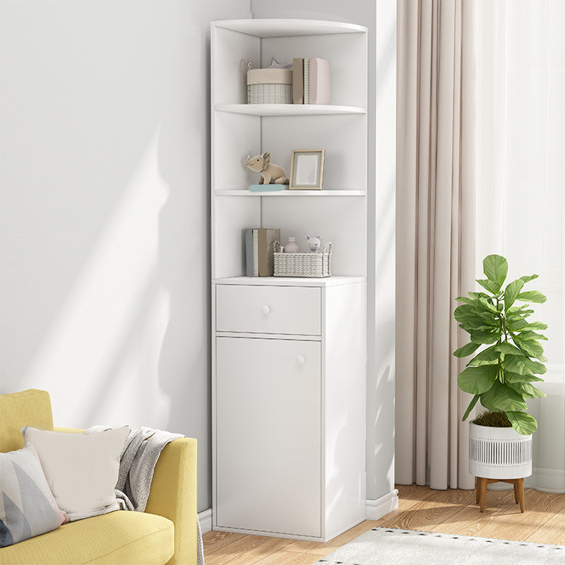 Contemporary Accent Cabinet with Drawers and 1 Wooden Door and Shelves 16"L x 16"W x 71"H White 1 Clearhalo 'Cabinets & Chests' 'cabinets_chests' 'furn' 'furn_cabinets_chests' 'Furniture' 'Living Room Furniture' 6753072