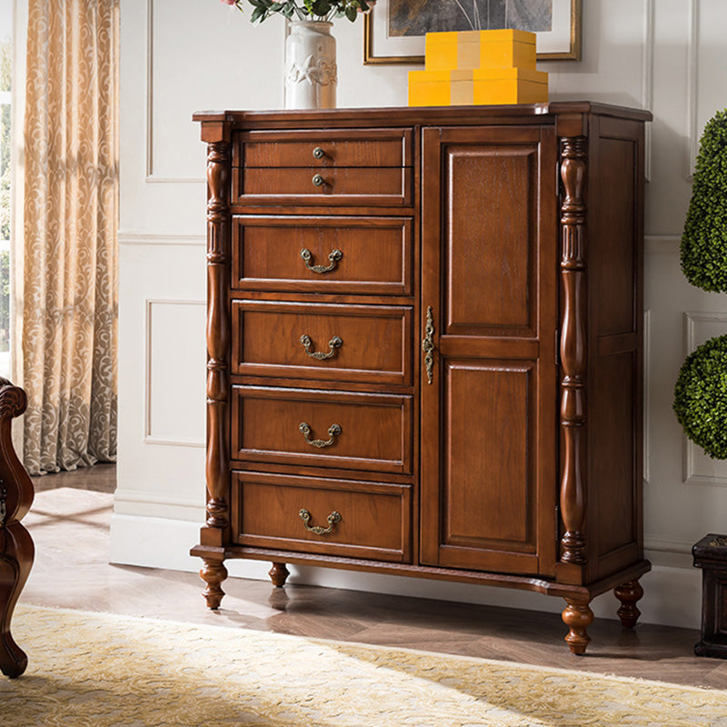 Mid-Century Modern Cabinet/Chest with Drawers and Legs in Solid Wood 45"L x 18"W x 53"H Clearhalo 'Cabinets & Chests' 'cabinets_chests' 'furn' 'furn_cabinets_chests' 'Furniture' 'Living Room Furniture' 6753080