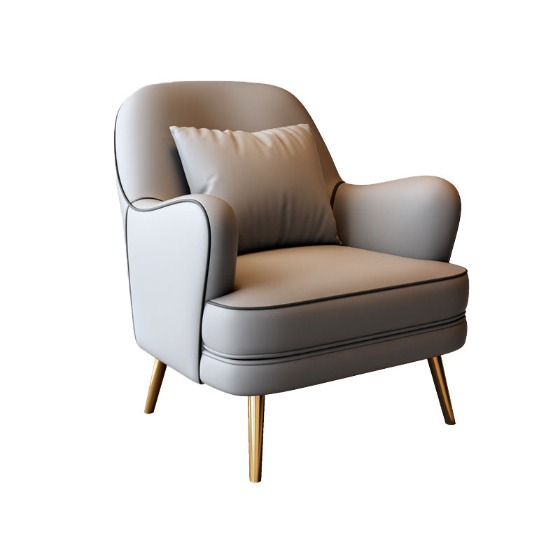Contemporary Pillow Back Chair Recessed Arms Pillow Back ArmChair Light Gray 1 Piece Clearhalo 'Accent Chairs' 'accent_chairs' 'Chairs & Seating' 'furn' 'furn_accent_chairs' 'Furniture' 'Living Room Furniture' 6753103