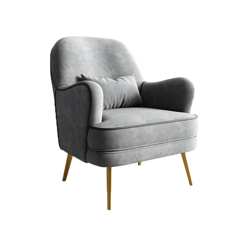 Contemporary Pillow Back Chair Recessed Arms Pillow Back ArmChair Grey 1 Piece Clearhalo 'Accent Chairs' 'accent_chairs' 'Chairs & Seating' 'furn' 'furn_accent_chairs' 'Furniture' 'Living Room Furniture' 6753107