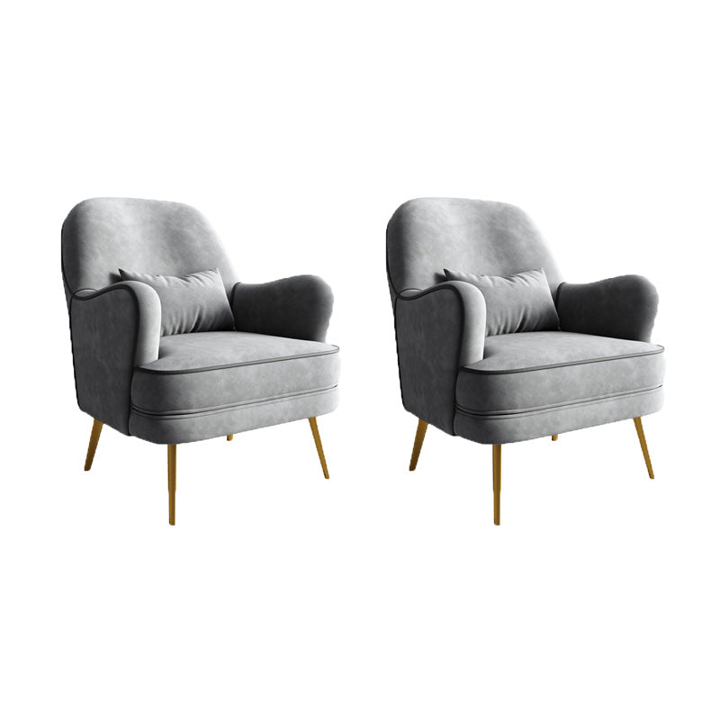 Contemporary Pillow Back Chair Recessed Arms Pillow Back ArmChair Grey 2 Piece Set Clearhalo 'Accent Chairs' 'accent_chairs' 'Chairs & Seating' 'furn' 'furn_accent_chairs' 'Furniture' 'Living Room Furniture' 6753108