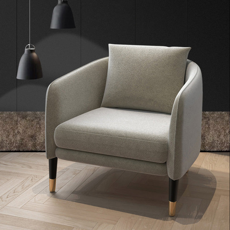 25.19" Wide Linen Barrel Accent Chair Pillow Back 4 Legs Barrel Chair Off-White Linen 1 Piece Clearhalo 'Accent Chairs' 'accent_chairs' 'Chairs & Seating' 'furn' 'furn_accent_chairs' 'Furniture' 'Living Room Furniture' 6753121