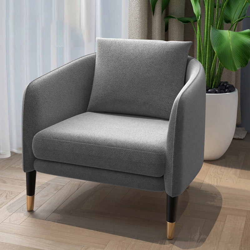 25.19" Wide Linen Barrel Accent Chair Pillow Back 4 Legs Barrel Chair Grey 1 Piece Clearhalo 'Accent Chairs' 'accent_chairs' 'Chairs & Seating' 'furn' 'furn_accent_chairs' 'Furniture' 'Living Room Furniture' 6753124