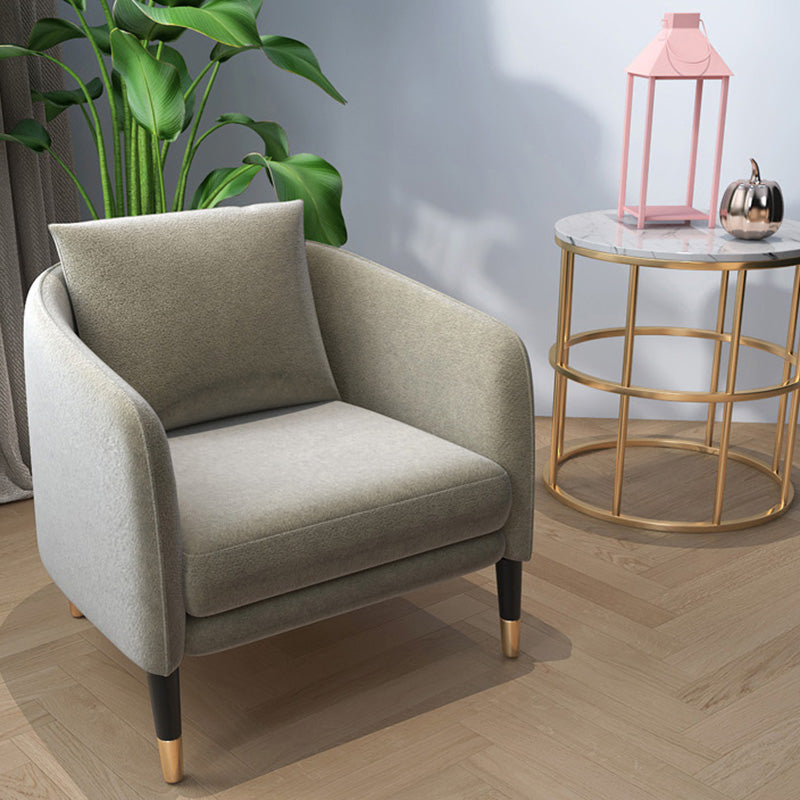 25.19" Wide Linen Barrel Accent Chair Pillow Back 4 Legs Barrel Chair Clearhalo 'Accent Chairs' 'accent_chairs' 'Chairs & Seating' 'furn' 'furn_accent_chairs' 'Furniture' 'Living Room Furniture' 6753135