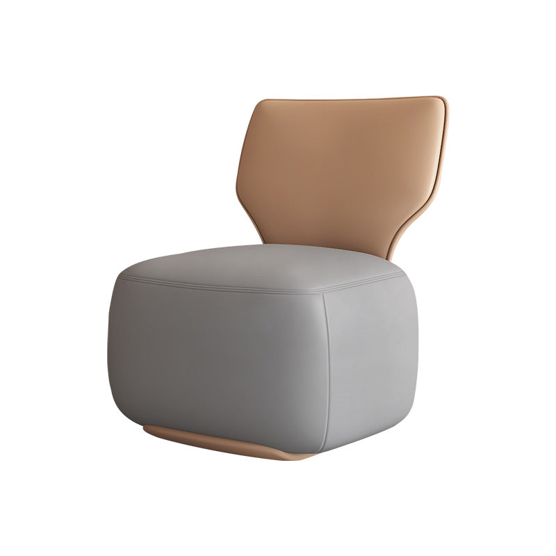 Industrial Upholstered Accent Chair Leather Tight Back Armless Chair Grey Faux Leather 1 Piece Clearhalo 'Accent Chairs' 'accent_chairs' 'Chairs & Seating' 'furn' 'furn_accent_chairs' 'Furniture' 'Living Room Furniture' 6753159