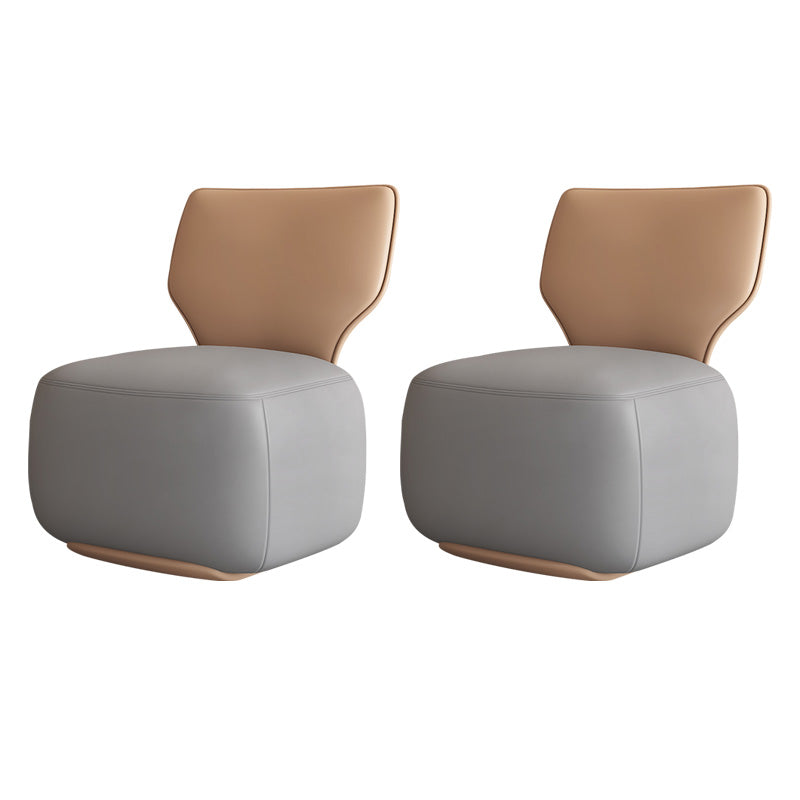 Industrial Upholstered Accent Chair Leather Tight Back Armless Chair Grey Faux Leather 2 Piece Set Clearhalo 'Accent Chairs' 'accent_chairs' 'Chairs & Seating' 'furn' 'furn_accent_chairs' 'Furniture' 'Living Room Furniture' 6753161