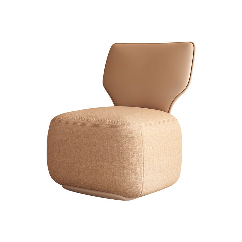 Industrial Upholstered Accent Chair Leather Tight Back Armless Chair Brown Linen 1 Piece Clearhalo 'Accent Chairs' 'accent_chairs' 'Chairs & Seating' 'furn' 'furn_accent_chairs' 'Furniture' 'Living Room Furniture' 6753163