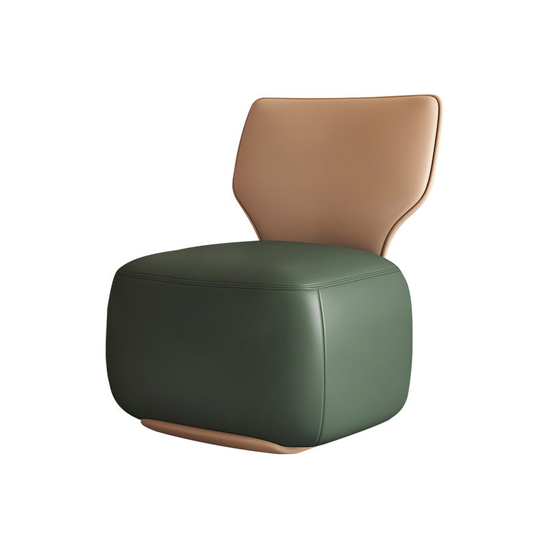Industrial Upholstered Accent Chair Leather Tight Back Armless Chair Green Faux Leather 1 Piece Clearhalo 'Accent Chairs' 'accent_chairs' 'Chairs & Seating' 'furn' 'furn_accent_chairs' 'Furniture' 'Living Room Furniture' 6753167