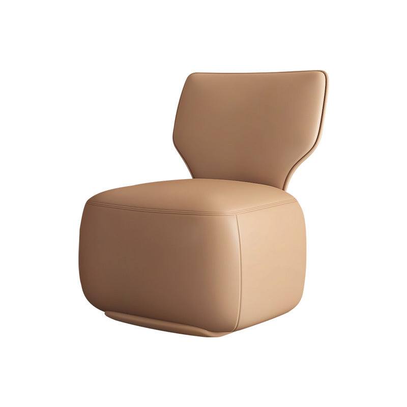 Industrial Upholstered Accent Chair Leather Tight Back Armless Chair Brown Faux Leather 1 Piece Clearhalo 'Accent Chairs' 'accent_chairs' 'Chairs & Seating' 'furn' 'furn_accent_chairs' 'Furniture' 'Living Room Furniture' 6753171