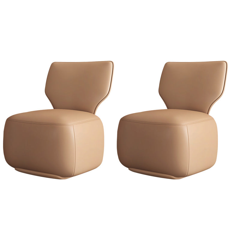 Industrial Upholstered Accent Chair Leather Tight Back Armless Chair Brown Faux Leather 2 Piece Set Clearhalo 'Accent Chairs' 'accent_chairs' 'Chairs & Seating' 'furn' 'furn_accent_chairs' 'Furniture' 'Living Room Furniture' 6753173